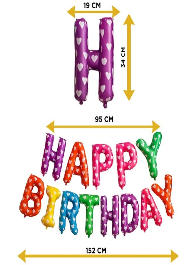 SHANYA Decorative Polka-Heart Happy Birthday Foil Balloon Banner with Colorful Lettering Designed for Cheerful Birthday Scenes, Photo Areas, and Party Setups - Image 3